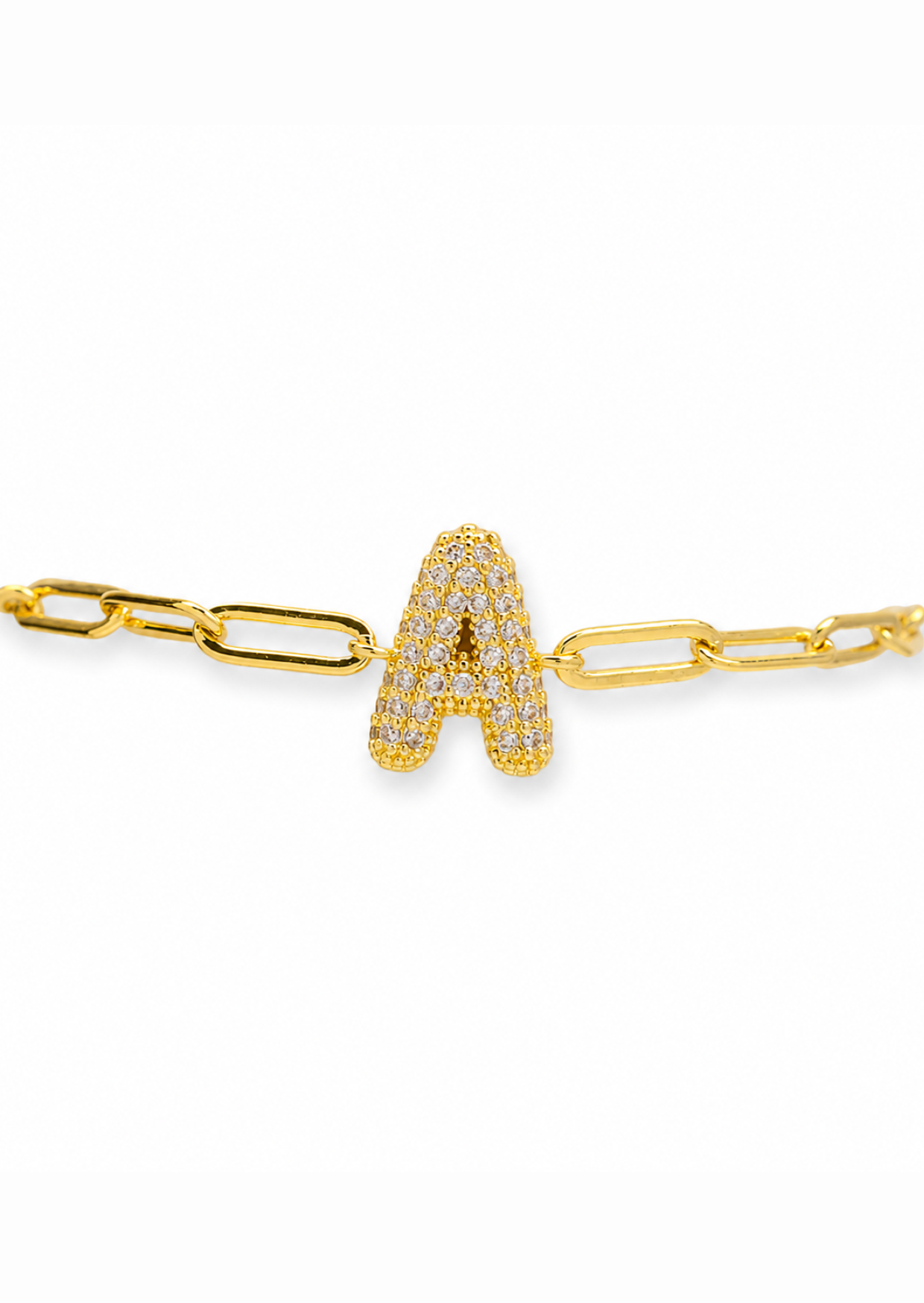 Pulseras inicial con zirconias cadena clip chapa de oro