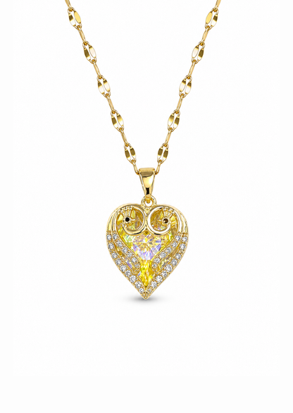 Collar corazón elegante con zirconias acero inoxidable