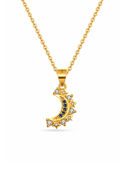 Juego de dijes sol y luna con zirconias dorado plata de ley 925