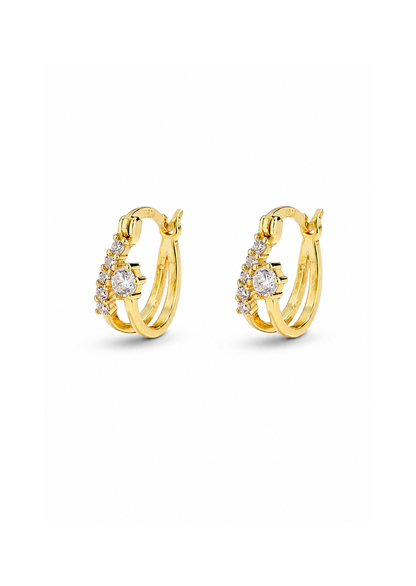 Aretes arracadas dobles con zirconias plata de ley 925