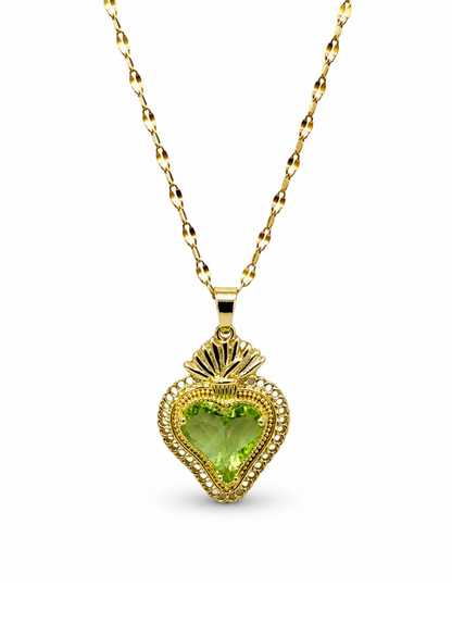 Collar sagrado corazón con zirconia acero inoxidable