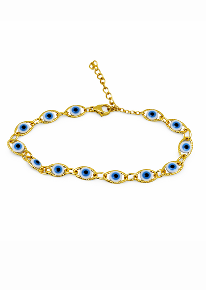 Pulsera ojos turcos acero inoxidable