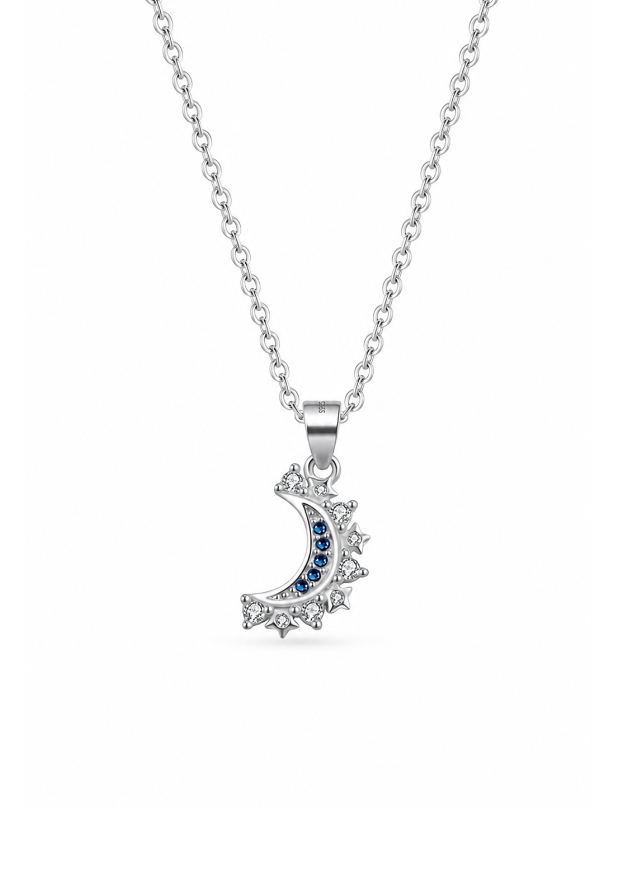 Juego de dijes sol y luna con zirconias plateado plata de ley 925