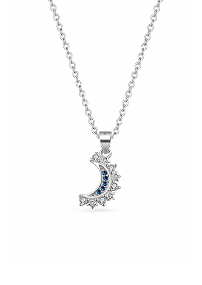 Juego de dijes sol y luna con zirconias plateado plata de ley 925