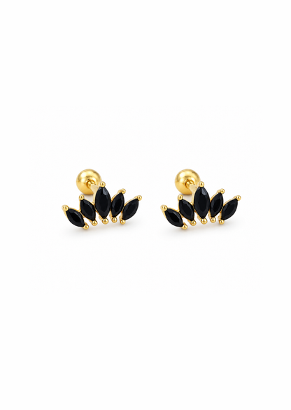 Aretes abanico de circonias plata de ley 925