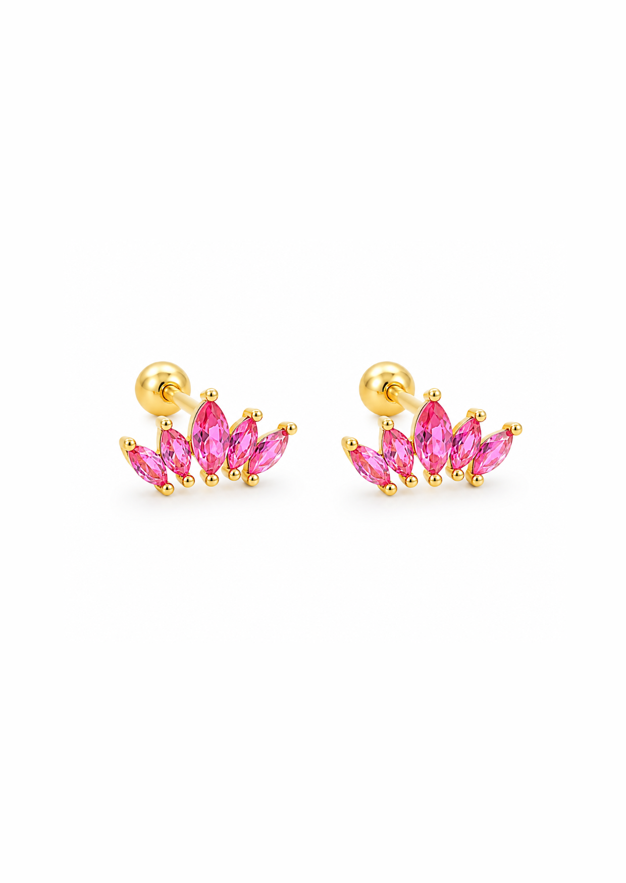 Aretes abanico de circonias plata de ley 925