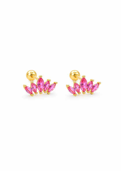 Aretes abanico de circonias plata de ley 925