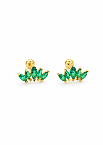 Aretes abanico de circonias plata de ley 925