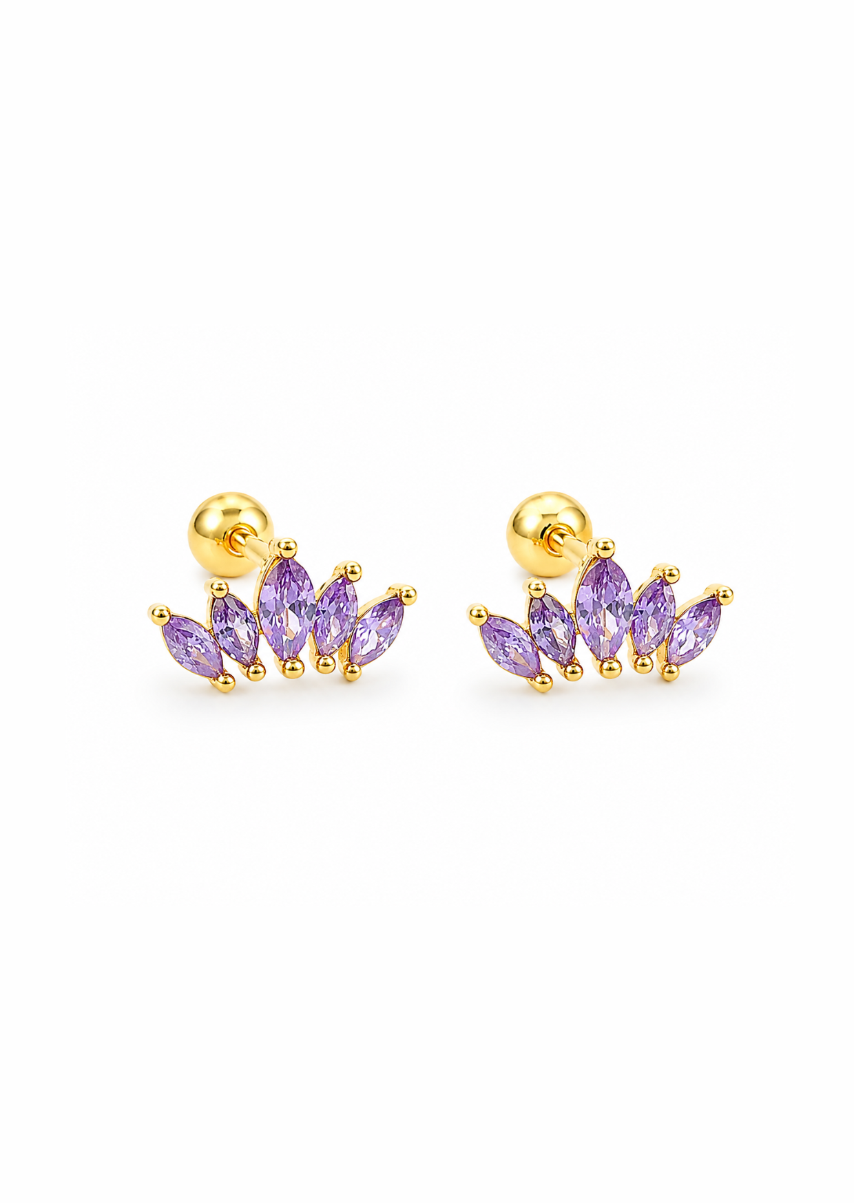 Aretes abanico de circonias plata de ley 925