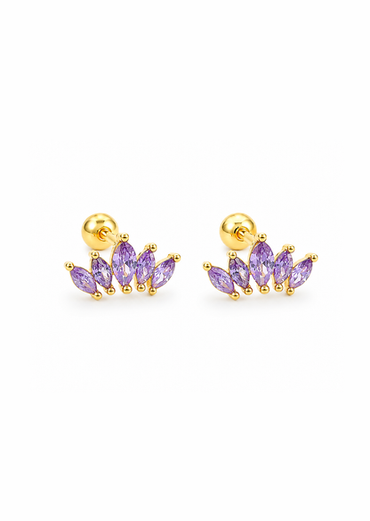 Aretes abanico de circonias plata de ley 925
