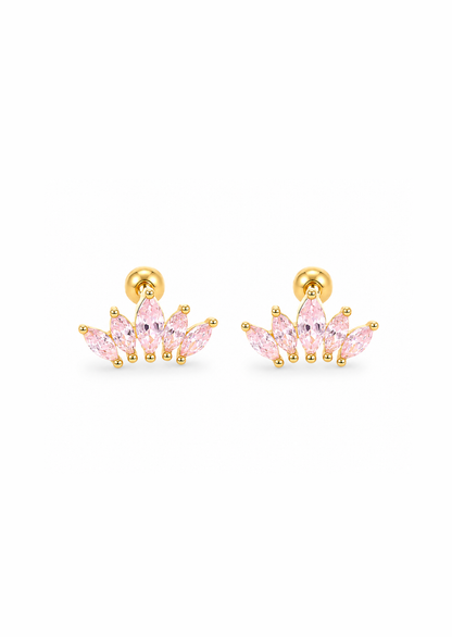 Aretes abanico de circonias plata de ley 925