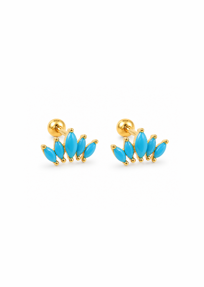 Aretes abanico de circonias plata de ley 925