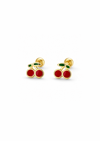 Aretes stud cerezas plata de ley 925
