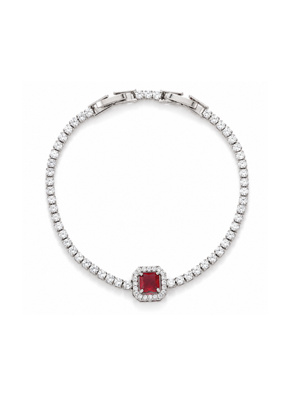 Pulsera tipo tenis con piedra central cobre chapado en oro