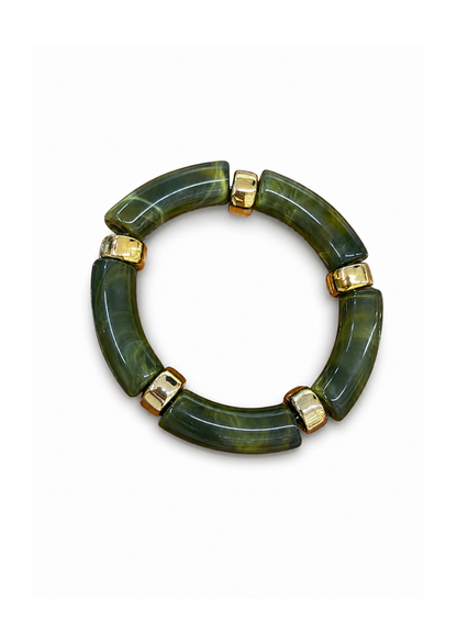 Pulsera elástica de bambú con efecto marmoleado