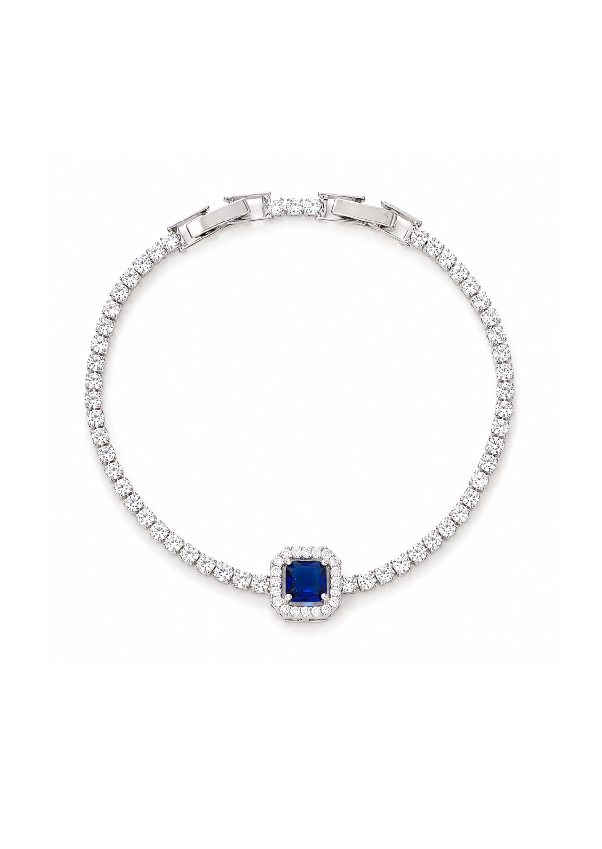 Pulsera tipo tenis con piedra central cobre chapado en oro