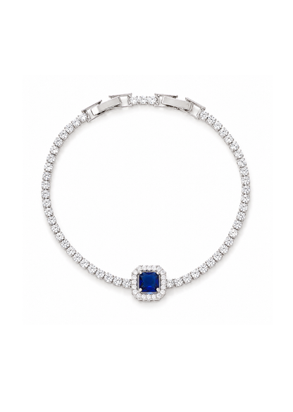 Pulsera tipo tenis con piedra central cobre chapado en oro