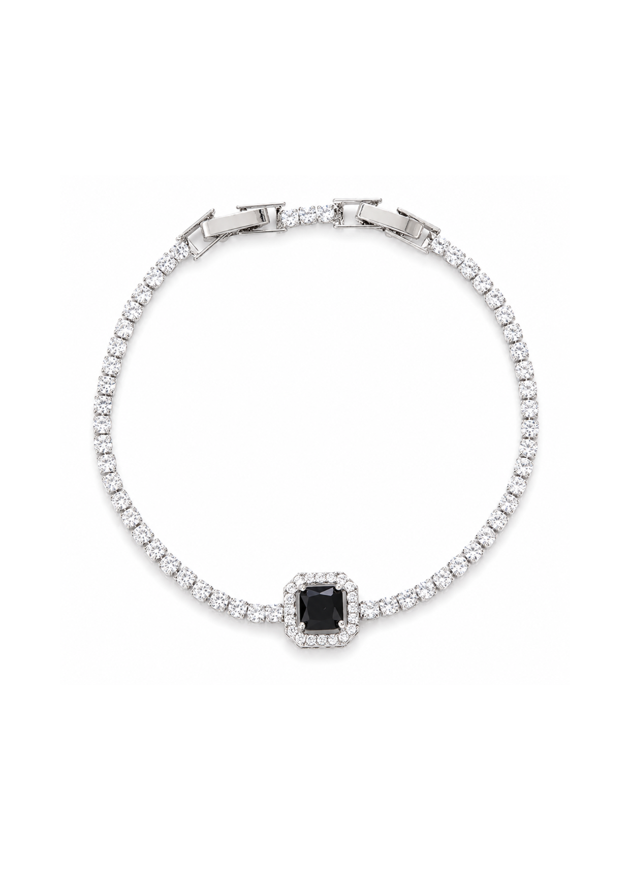 Pulsera tipo tenis con piedra central cobre chapado en oro
