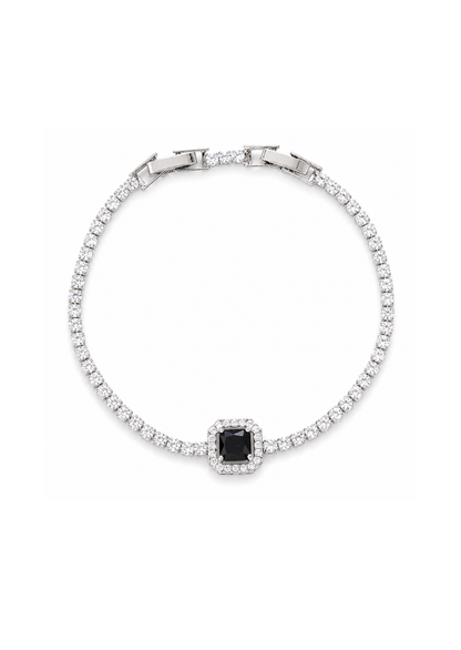 Pulsera tipo tenis con piedra central cobre chapado en oro