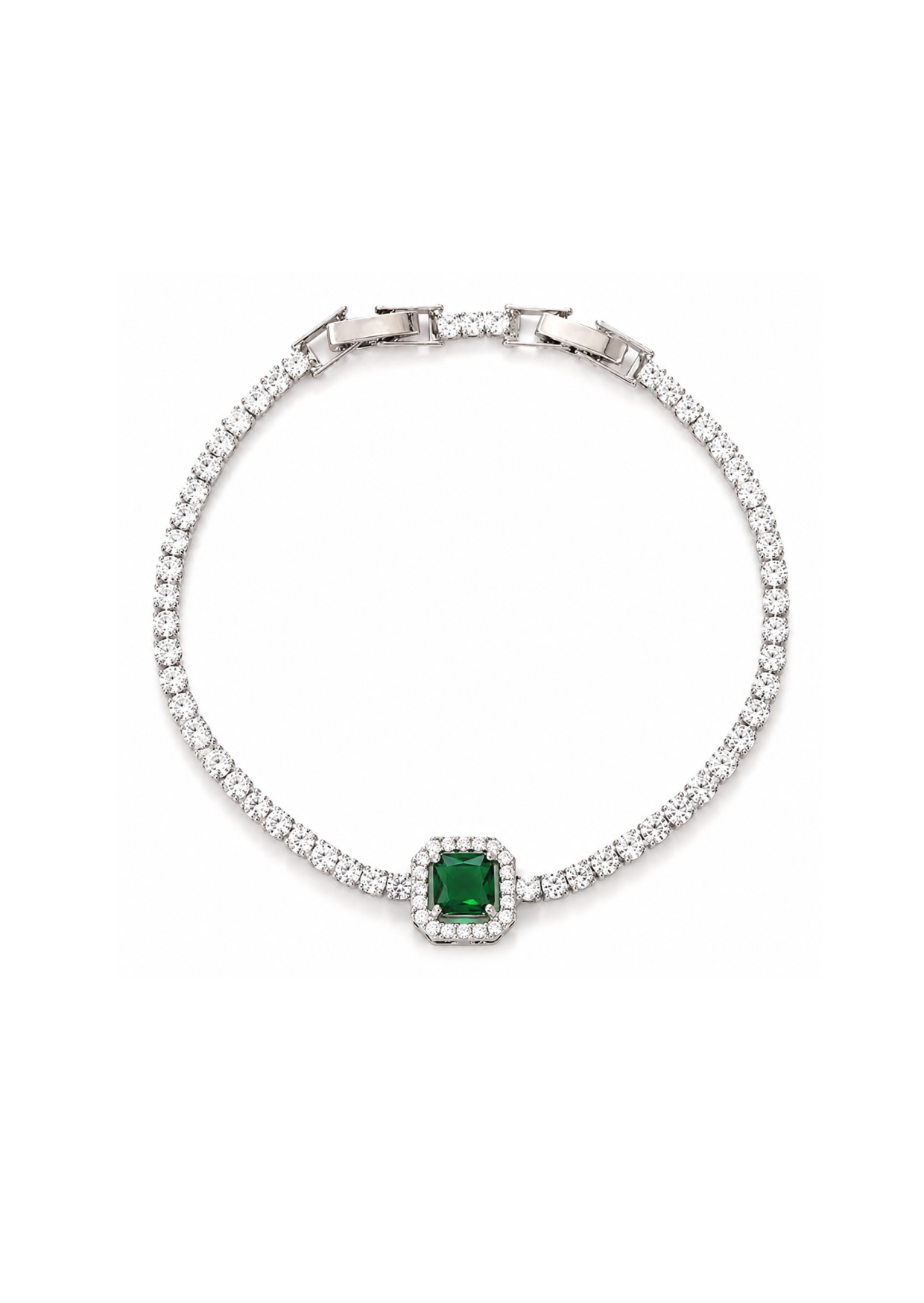 Pulsera tipo tenis con piedra central cobre chapado en oro