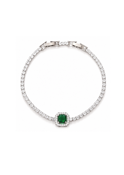 Pulsera tipo tenis con piedra central cobre chapado en oro