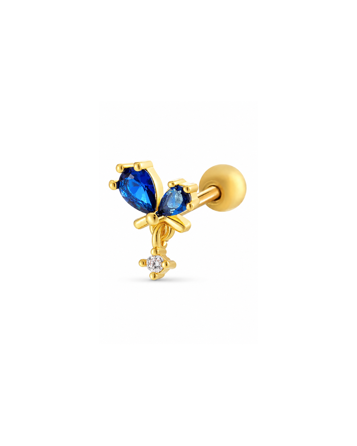 Piercing mariposa azul con cristal colgante acero inoxidable 316L Waterproof 💧