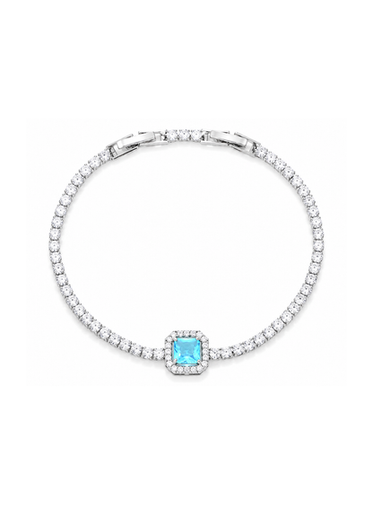 Pulsera tipo tenis con piedra central cobre chapado en oro