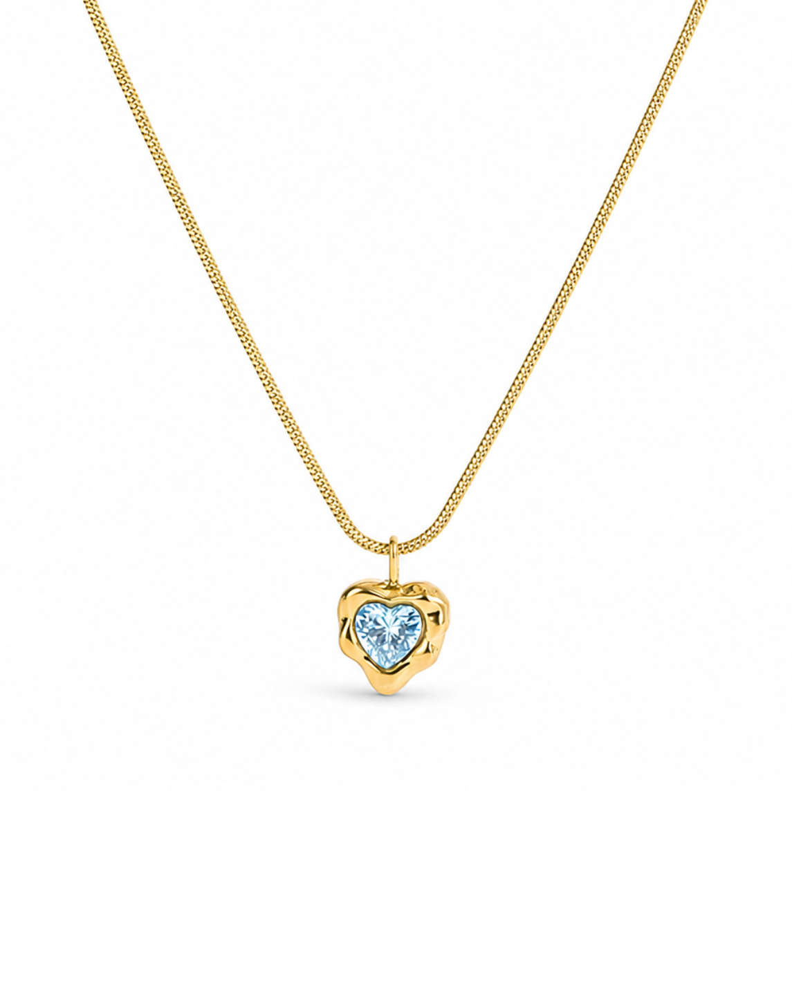 Collar corazón con contorno cadena serpiente acero Inoxidable 316