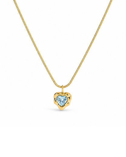 Collar corazón con contorno cadena serpiente acero Inoxidable 316