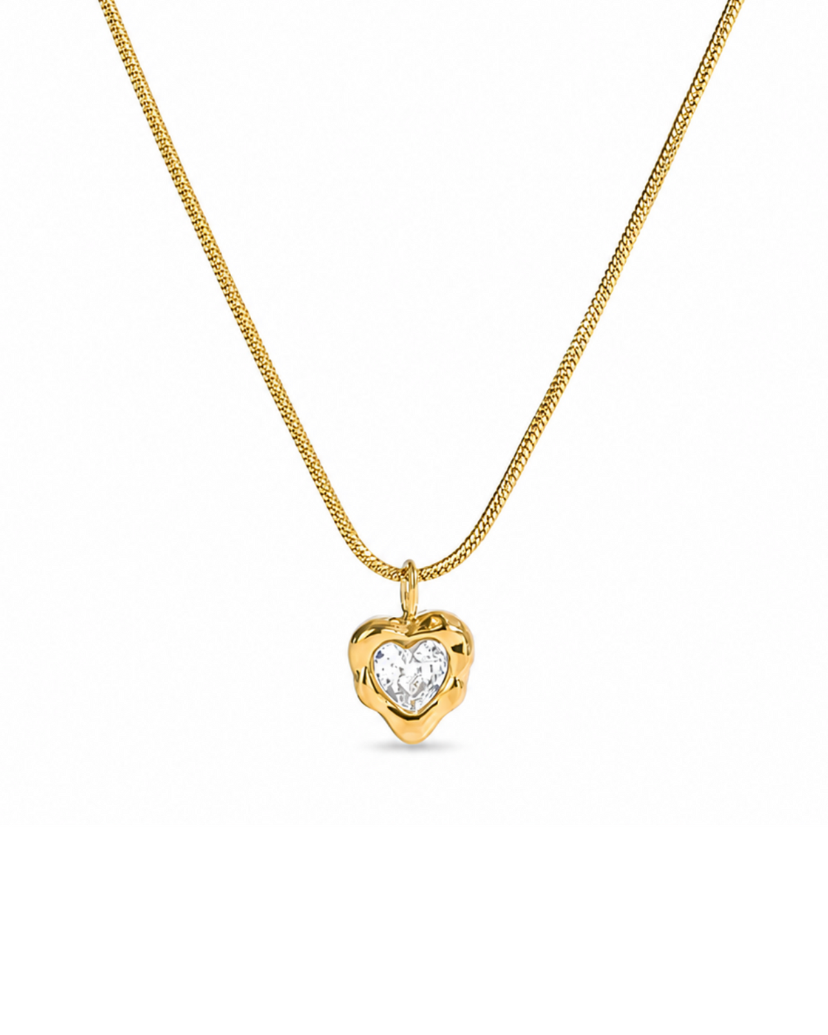 Collar corazón con contorno cadena serpiente acero Inoxidable 316
