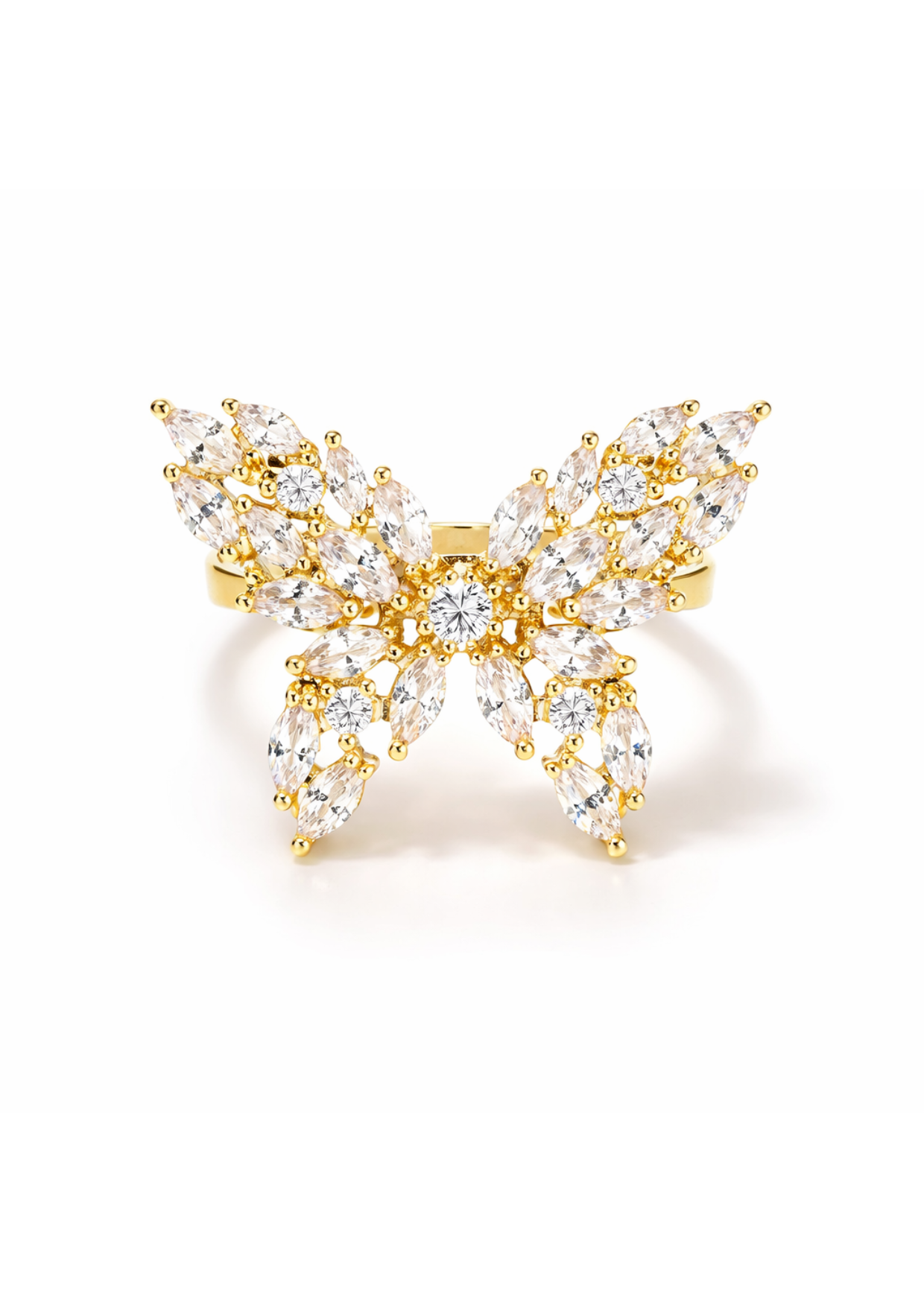 Anillo mariposa con zirconias chapa de oro