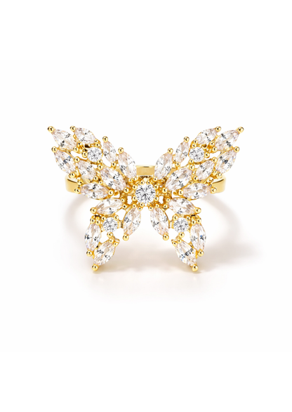 Anillo mariposa con zirconias chapa de oro