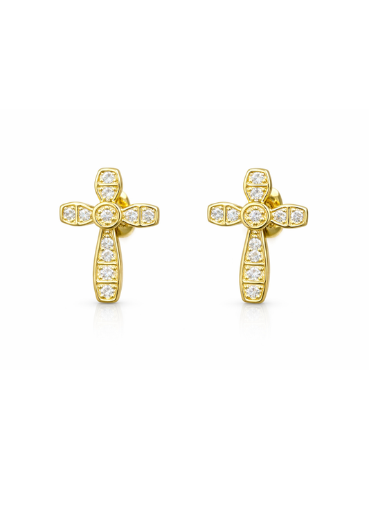 Aretes cruces con circón acero inoxidable