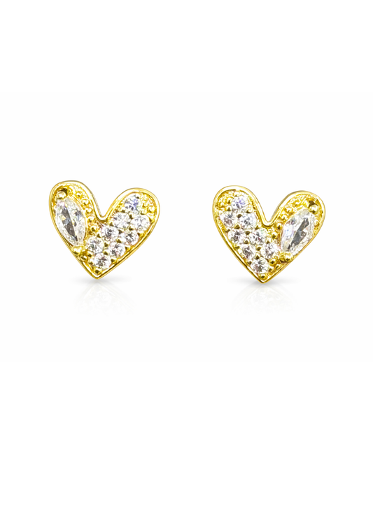 Aretes corazones con circón acero inoxidable