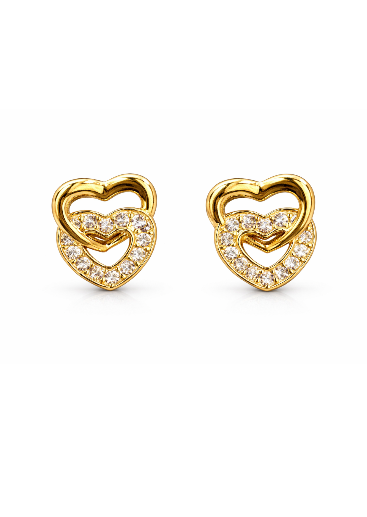 Aretes doble corazón acero inoxidable