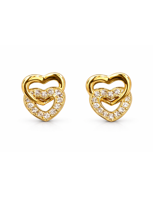 Aretes doble corazón acero inoxidable