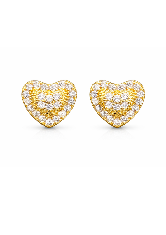 Aretes corazones con circón acero inoxidable