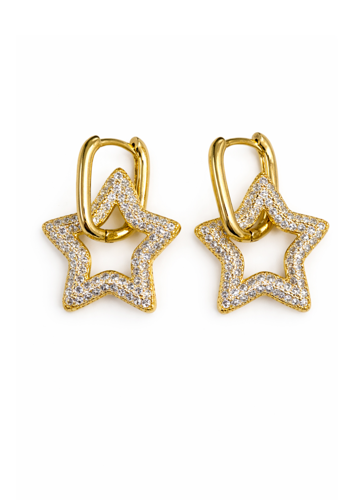Huggies estrellas con zirconias chapa de oro