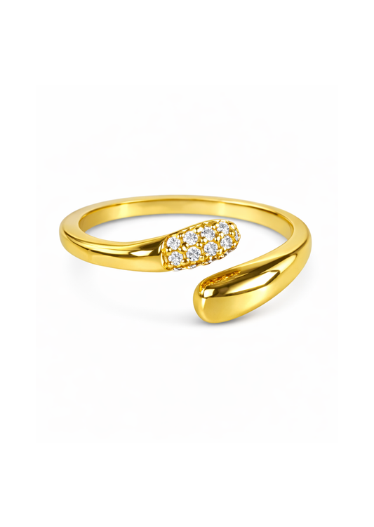 Anillo de estilo minimalista con zirconias acero inoxidable
