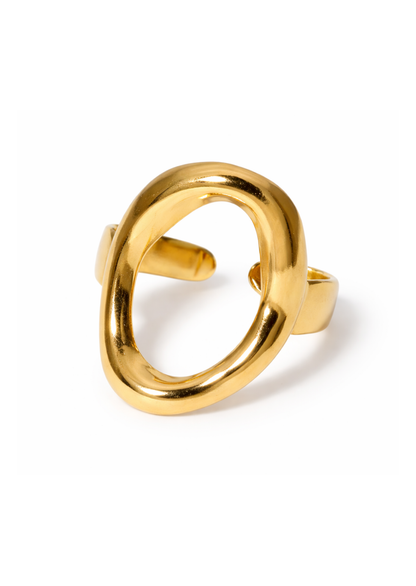 Anillo ovalado dorado acero inoxidable