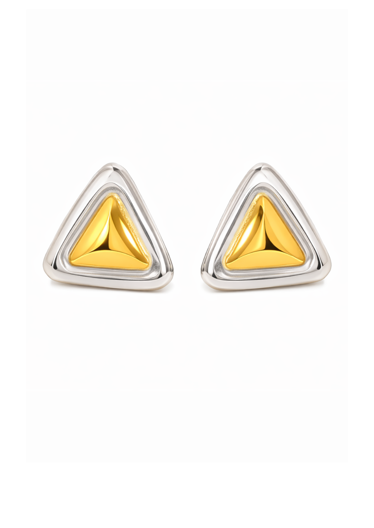 Aretes triángulos bicolor acero inoxidable
