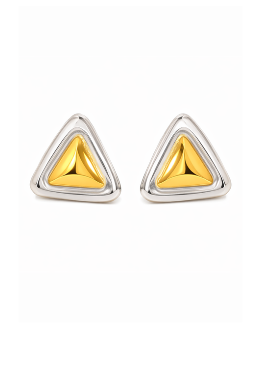 Aretes triángulos bicolor acero inoxidable