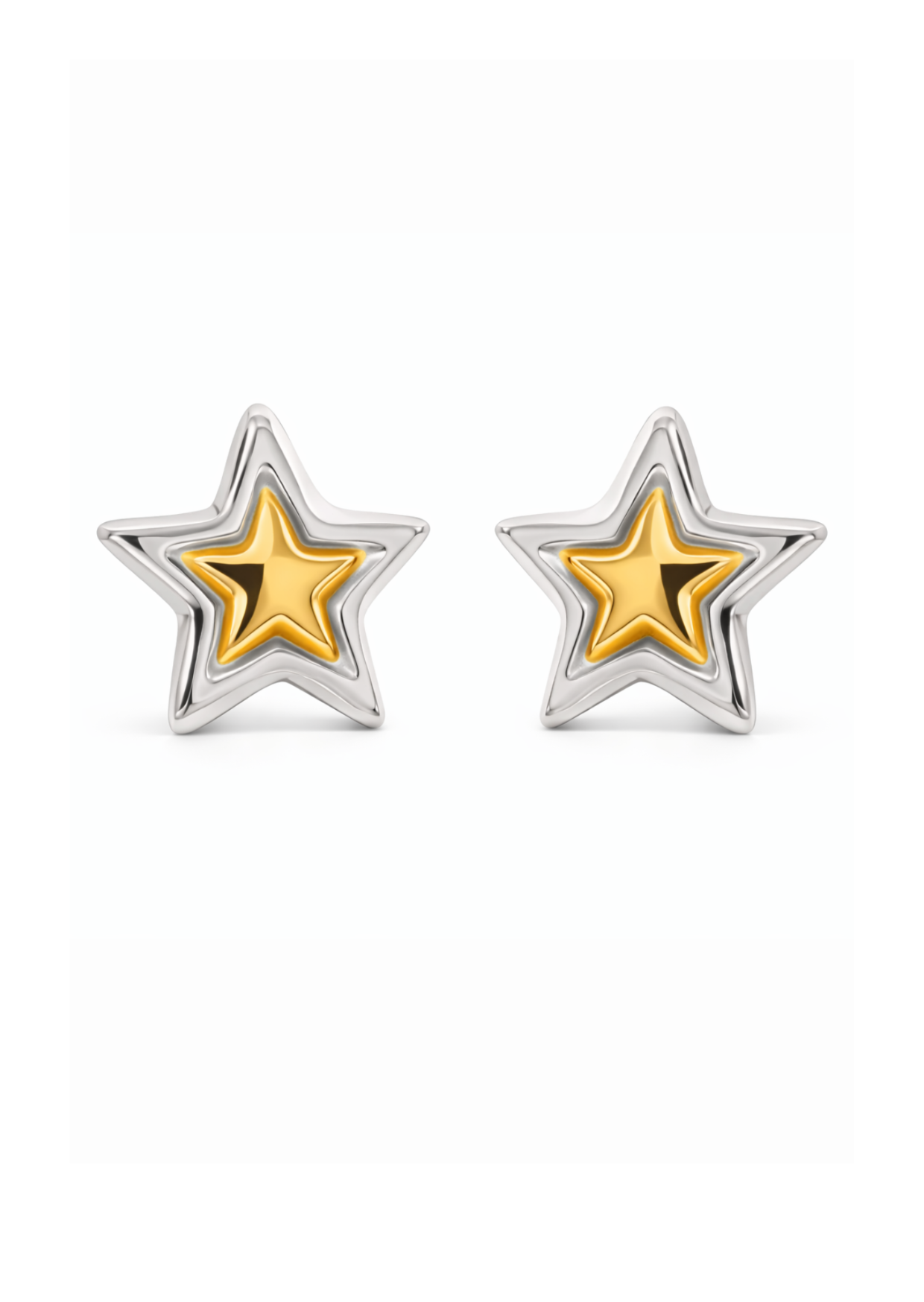 Aretes estrellas bicolor acero inoxidable
