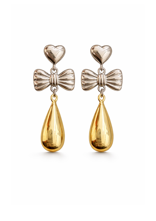 Aretes combinados bicolor acero inoxidable
