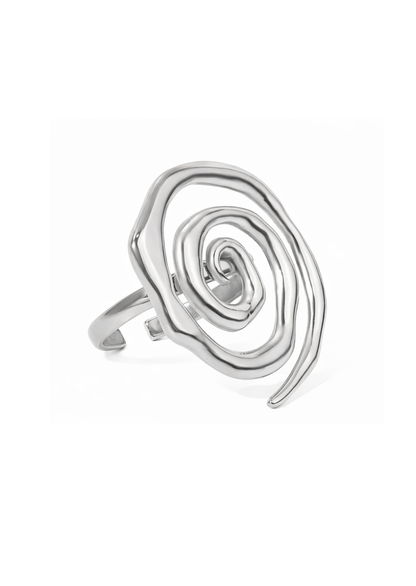 Anillo espiral plateado acero inoxidable