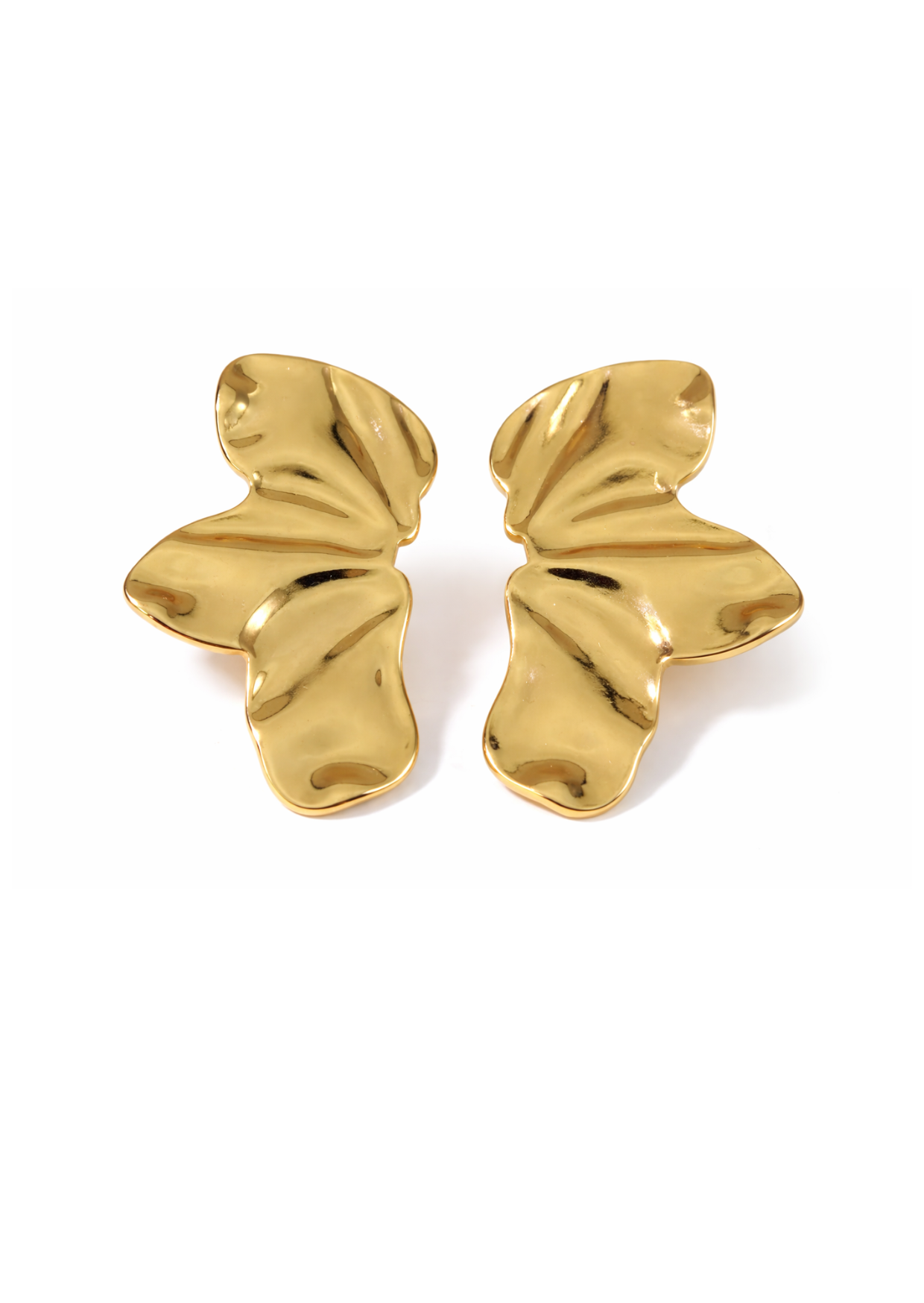Aretes hojas doradas minimalistas acero inoxidable