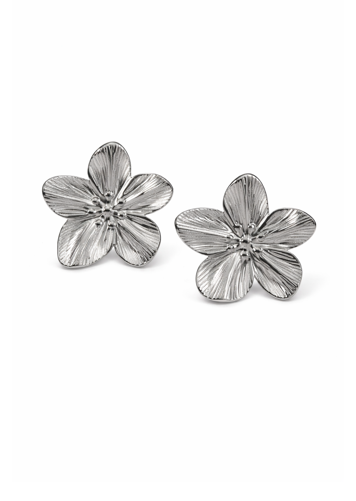 Aretes flor estilo clásico plateado acero inoxidable