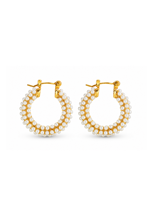Aretes arracadas con perlas acero inoxidable