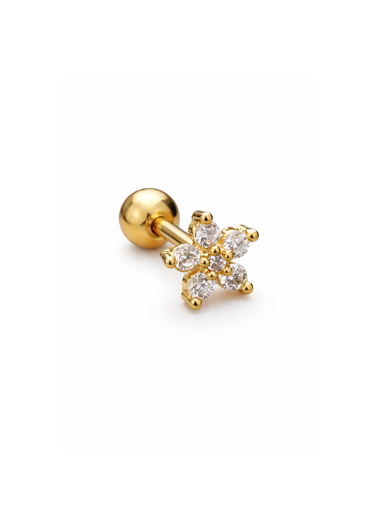 Piercing flor zirconias redondas acero inoxidable