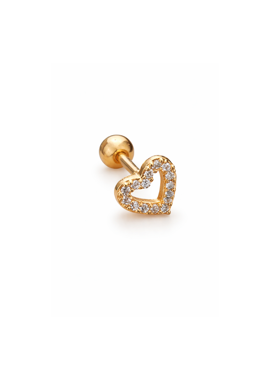 Piercing corazón con zirconias acero inoxidable